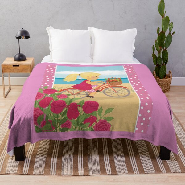 Item preview, Cute small girl runs her bike on the sandy beach designed and sold by marina63.