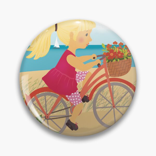 Item preview, Cute small girl runs her bike on the sandy beach designed and sold by marina63.