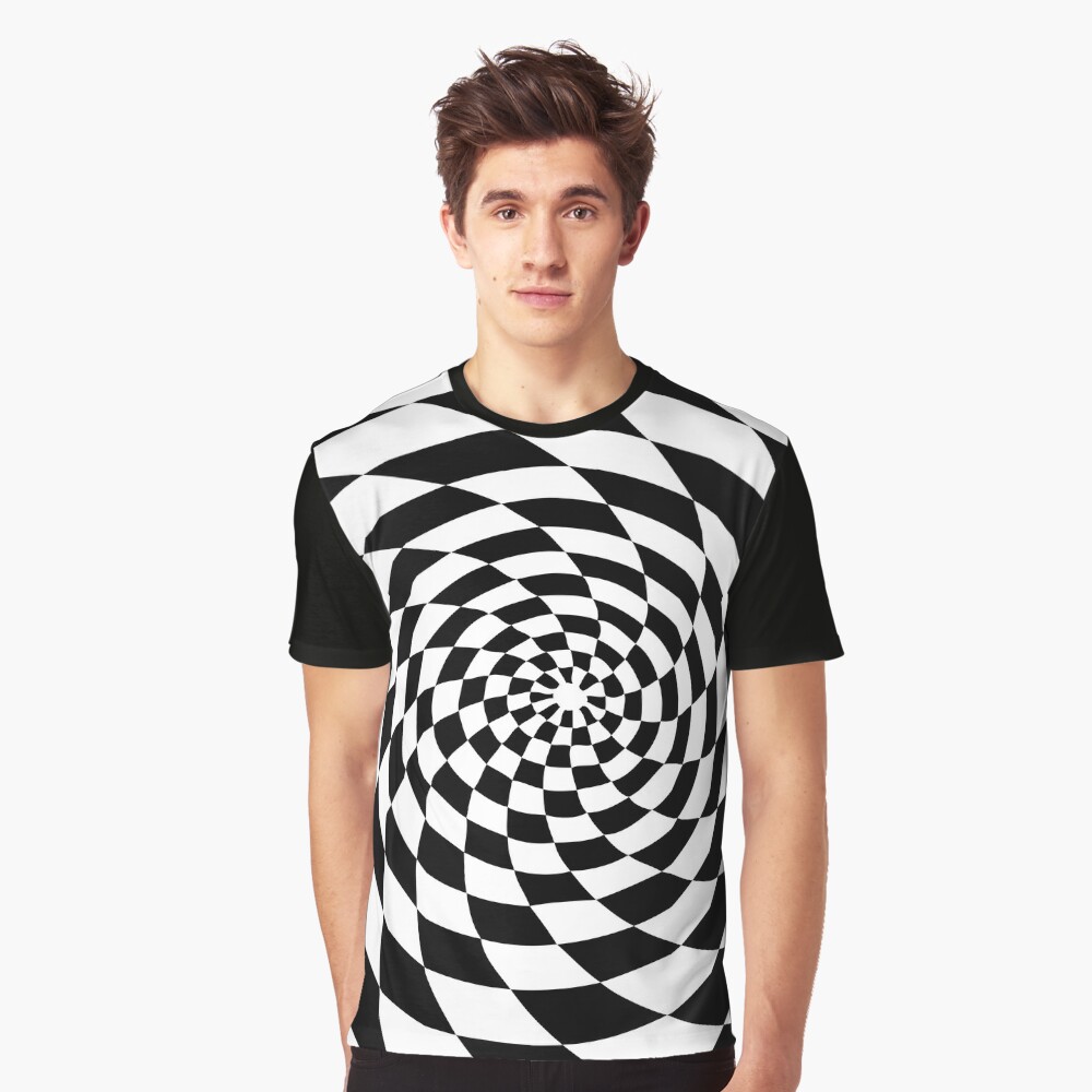 Optical Illusion Op Art Black And White T Shirt By Artsandsoul