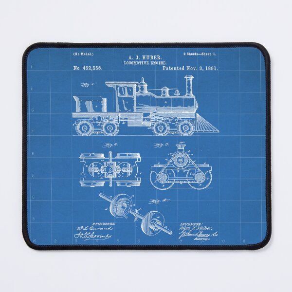 Item preview, Train Locomotive Patent - Steam Train Art - Blueprint designed and sold by patentpress.