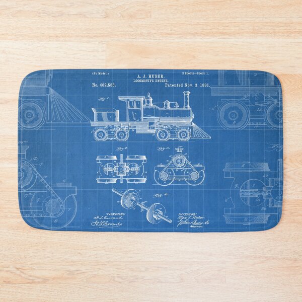Item preview, Train Locomotive Patent - Steam Train Art - Blueprint designed and sold by patentpress.