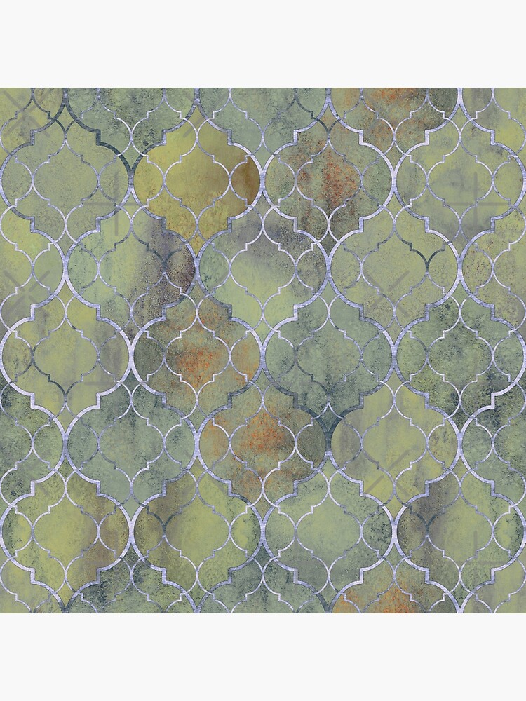 "Moroccan inspired..A tile effect design using muted grey, green and taupe" Poster for Sale by