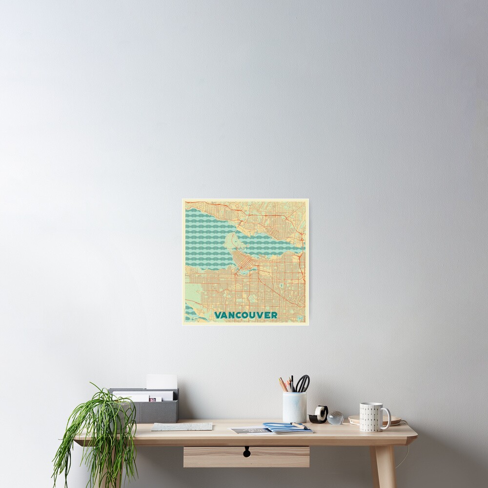 Vancouver Map Retro Poster