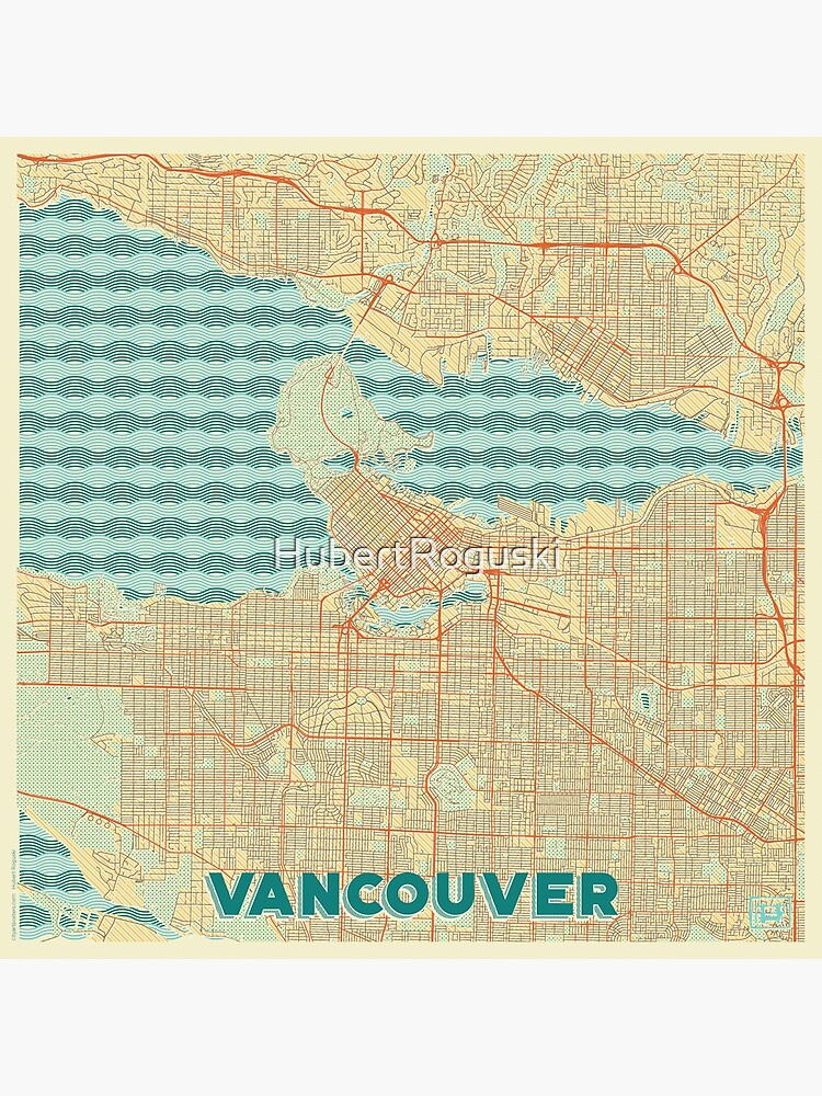 Thumbnail 3 of 3, Poster, Vancouver Map Retro designed and sold by HubertRoguski.