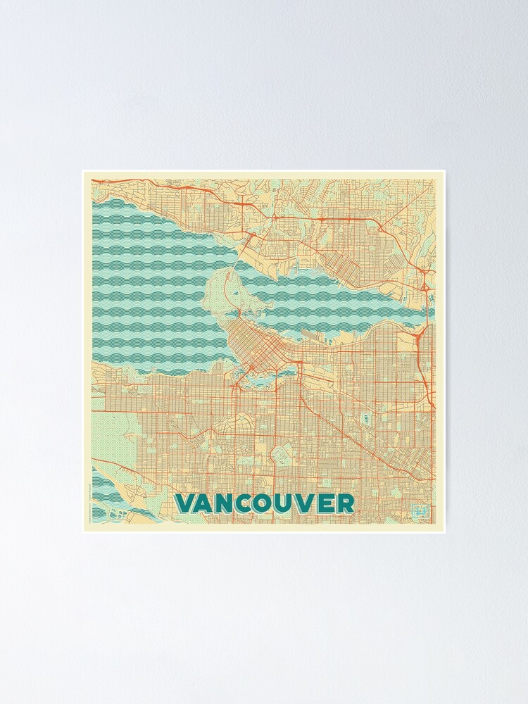 Thumbnail 2 of 3, Poster, Vancouver Map Retro designed and sold by HubertRoguski.