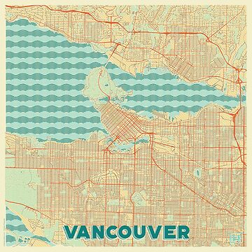 Artwork thumbnail, Vancouver Map Retro by HubertRoguski
