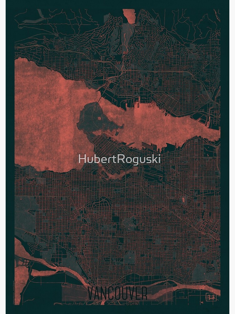Thumbnail 3 of 3, Poster, Vancouver Map Red designed and sold by HubertRoguski.