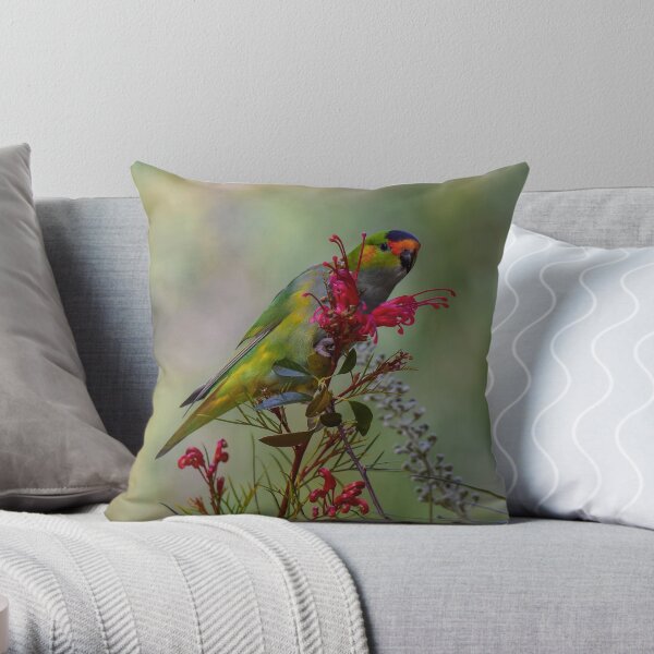 Purple Crowned Lorikeet Throw Pillow