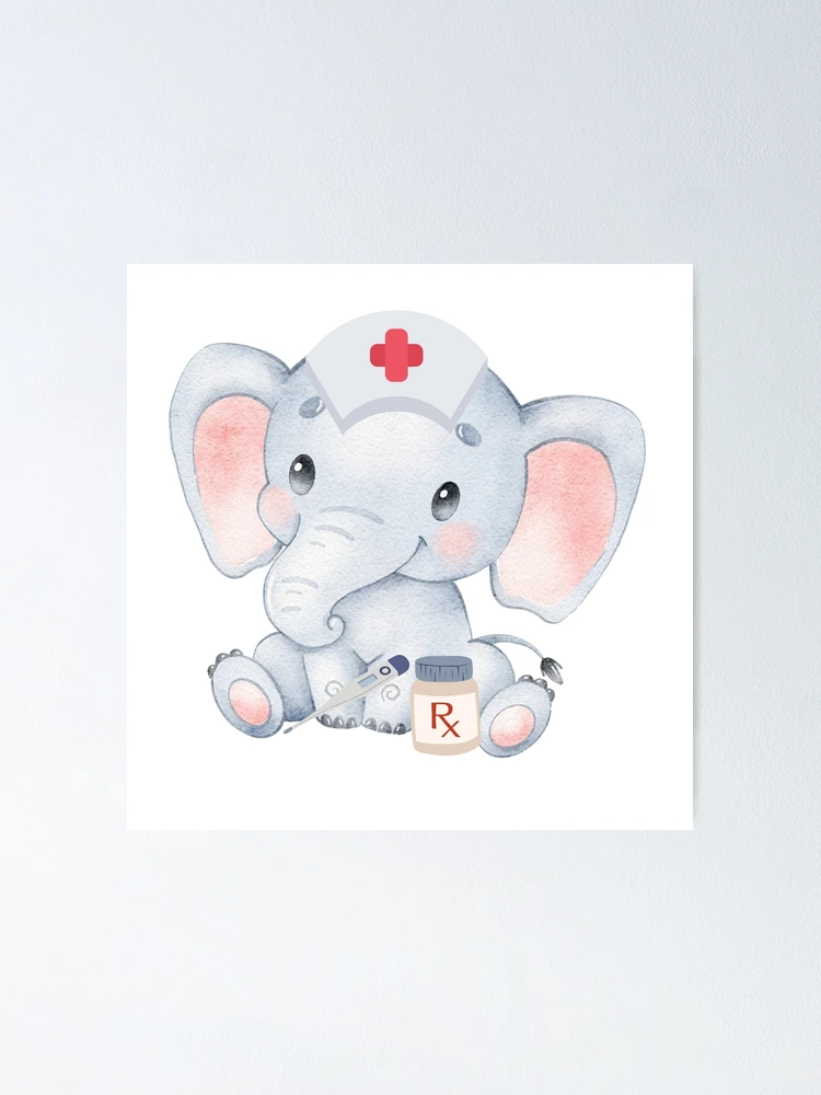 Watercolor Elephant Mom Baby PICU Gift, Retractable Metal Badge Reel, Nurse  Doc