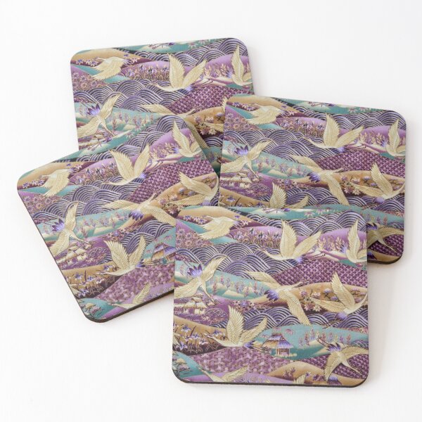 Item preview, Vintage Oriental Golden Birds Purple Landscape designed and sold by silviaol.