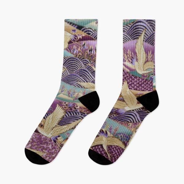 Item preview, Vintage Oriental Golden Birds Purple Landscape designed and sold by silviaol.
