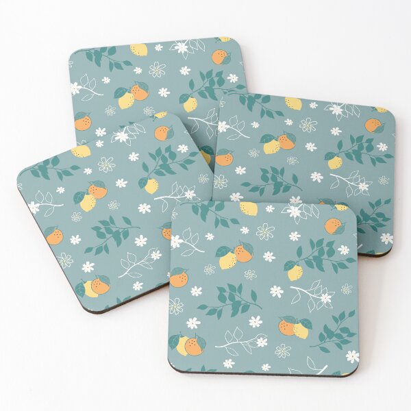Item preview, Emerald Green with Lemons and Oranges Citrus Pattern Collection  designed and sold by CJAura by Claire Jane Johnson.