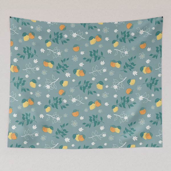 Item preview, Emerald Green with Lemons and Oranges Citrus Pattern Collection  designed and sold by CJAura by Claire Jane Johnson.