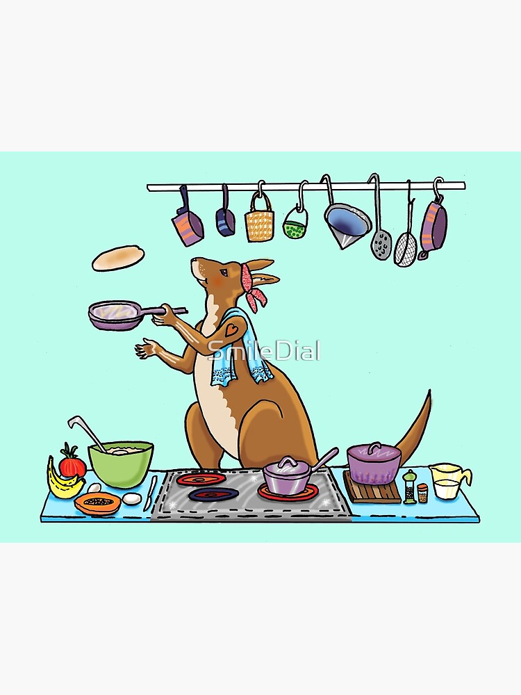 "Kangaroo Makes Pancakes" Art Print by SmileDial Redbubble