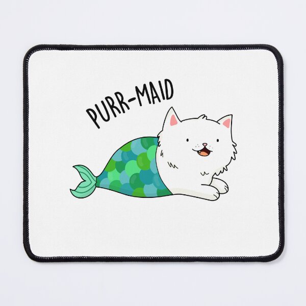 Item preview, Purr-maid Funny Kitty Cat Mermaid Puns designed and sold by punnybone.