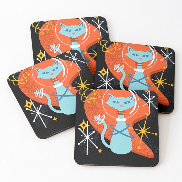 Item preview, Cute Atomic Space Cat in Vintage Retro Vibes  designed and sold by AvaBrown1.