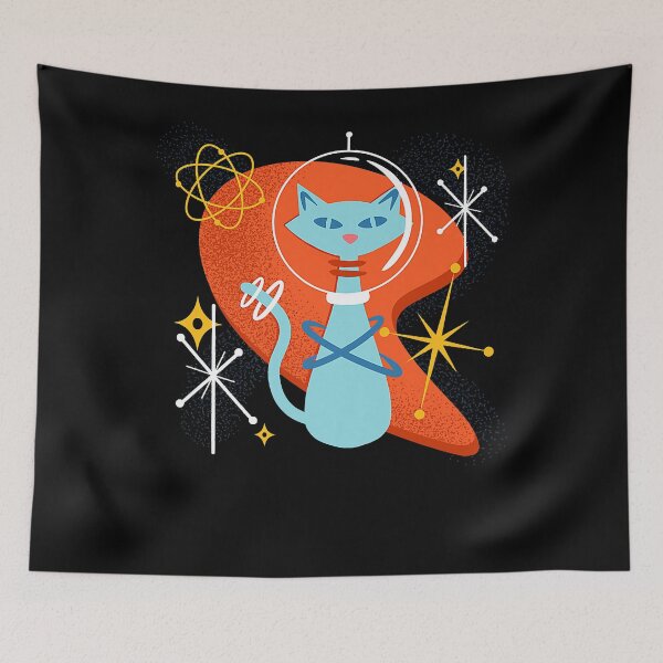 Item preview, Cute Atomic Space Cat in Vintage Retro Vibes  designed and sold by AvaBrown1.