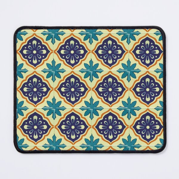 Item preview, Blue petals geometric pattern decorative mexican tile designed and sold by T-Mex.