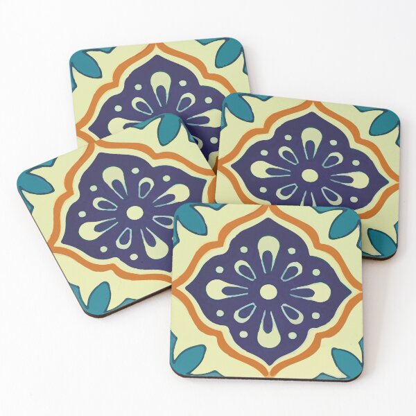 Item preview, Blue petals geometric pattern decorative mexican tile  designed and sold by T-Mex.