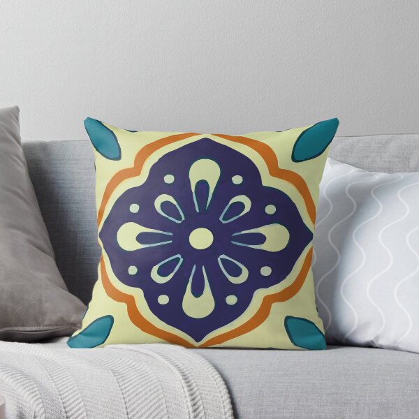 Item preview, Blue petals geometric pattern decorative mexican tile  designed and sold by T-Mex.