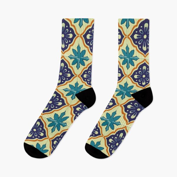 Item preview, Blue petals geometric pattern decorative mexican tile  designed and sold by T-Mex.