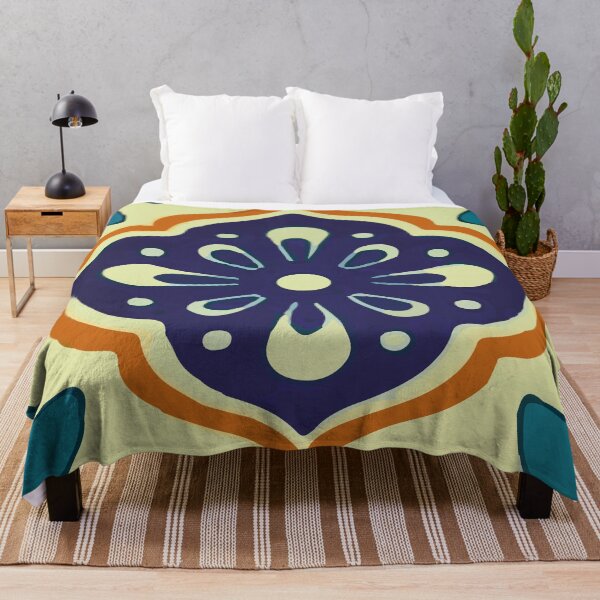 Item preview, Blue petals geometric pattern decorative mexican tile  designed and sold by T-Mex.