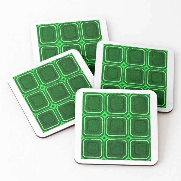Item preview, Japanese green square pattern | Vintage Woodblock Print designed and sold by Art-by-Geoff.