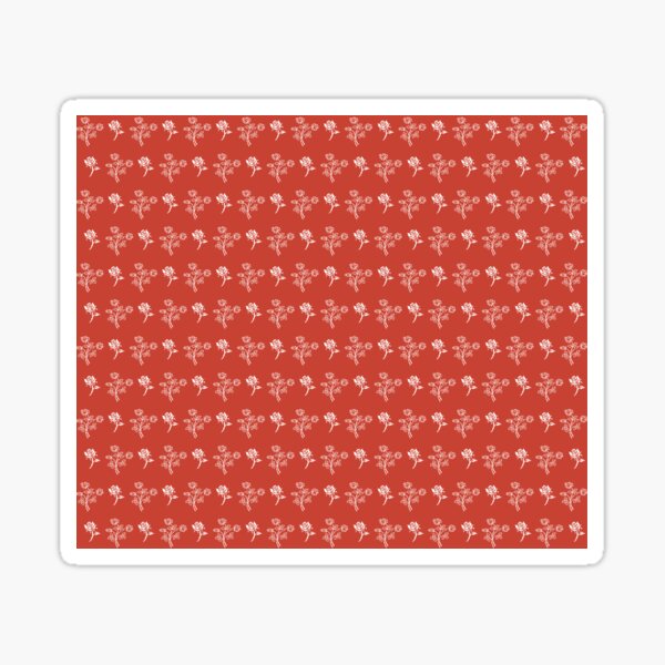 Item preview, White Roses Flower Pattern On Fire Engine Red Background designed and sold by burbankdesigns.