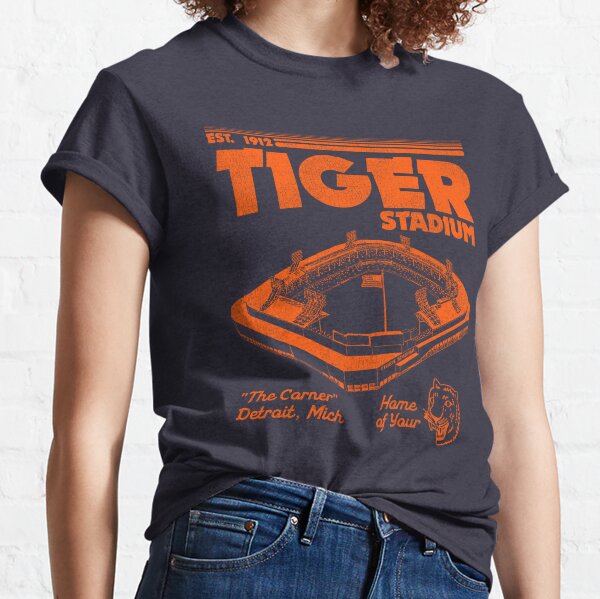 Detroit Tiger Stadium Women's V-Neck T-Shirt by Vintage Detroit Collection