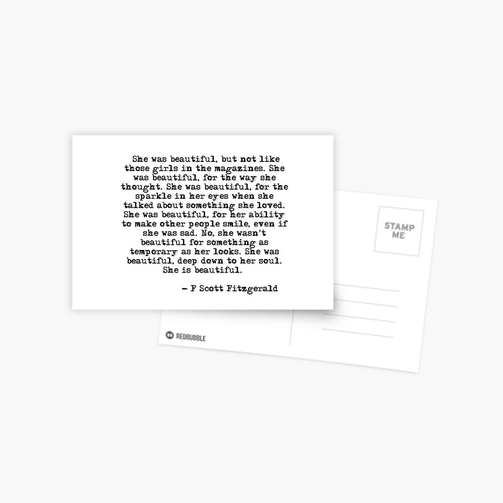 She was beautiful - F Scott Fitzgerald Postcard