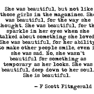 Artwork thumbnail, She was beautiful - F Scott Fitzgerald by peggieprints