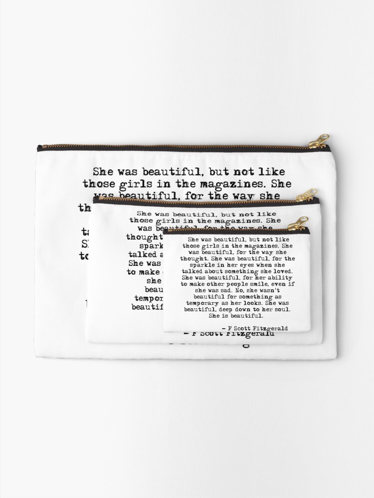 Alternate view of She was beautiful - F Scott Fitzgerald Zipper Pouch
