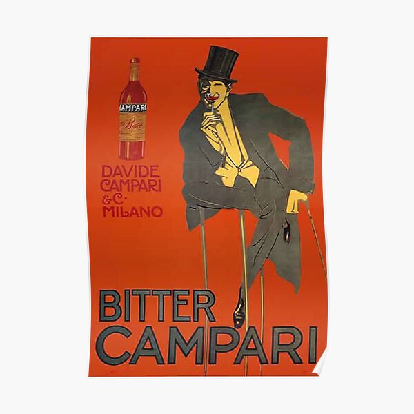 PLAQUE ALU REPRODUISANT UNE AFFICHE BITTER CAMPARI ALCOOL ORANGE 