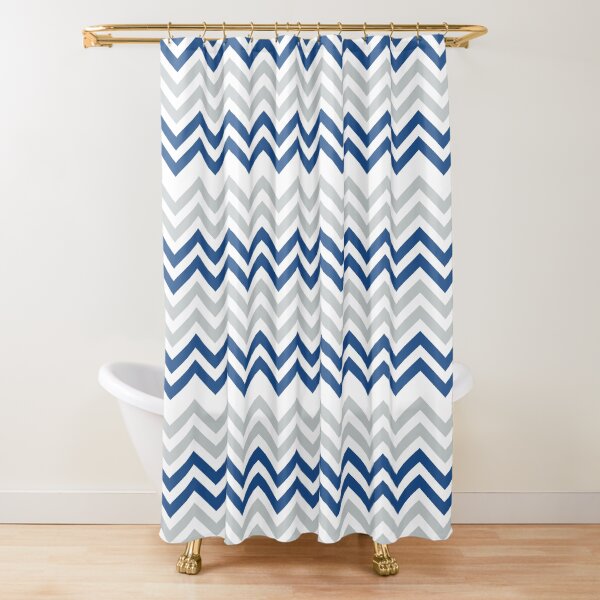 Stylish Blue And Gray Chevron Pattern Shower Curtain
