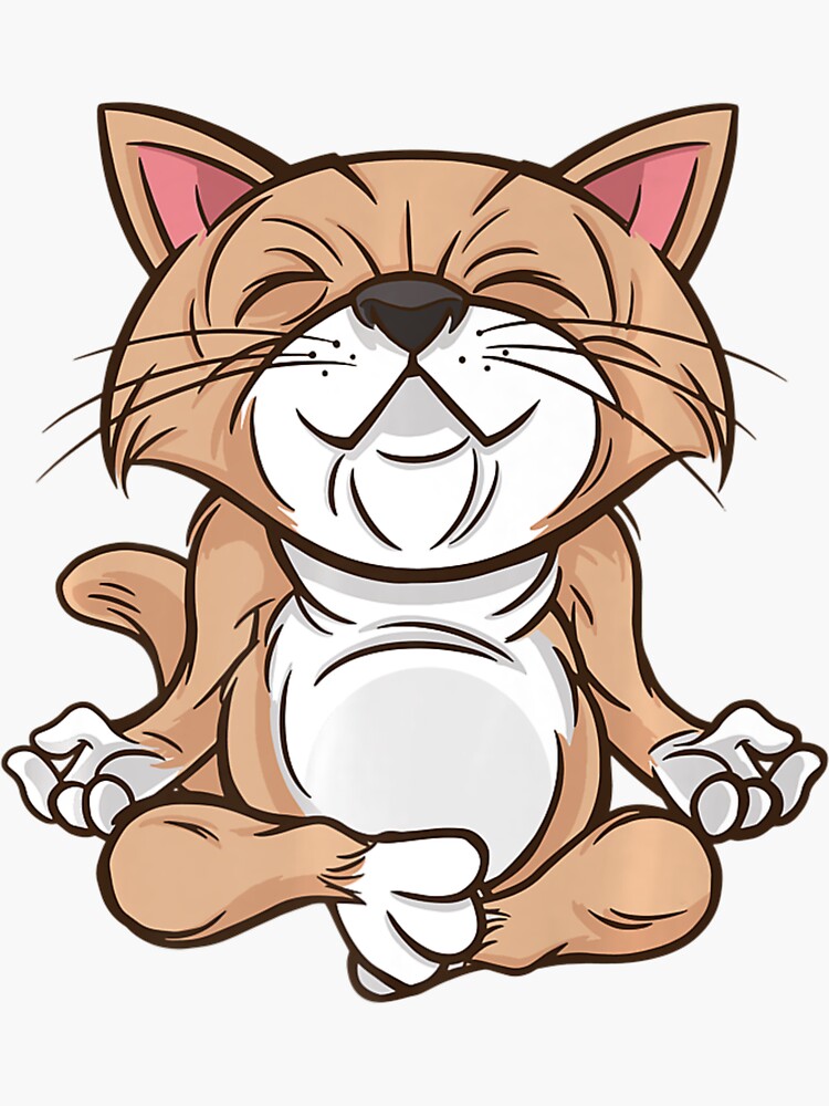 "Cat Yoga Namaste Cat Lovers Sitting Yoga Pose" Sticker for Sale by DiKhoao Redbubble