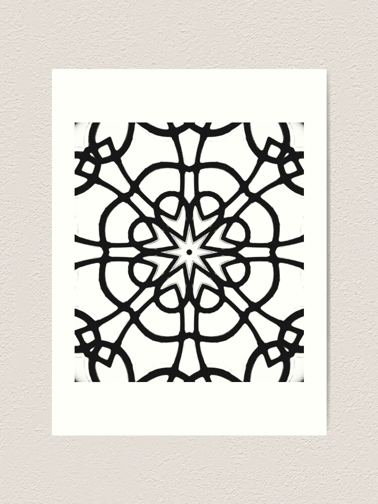 Alternate view of Monochrome One - Black and White Mandala Art Art Print