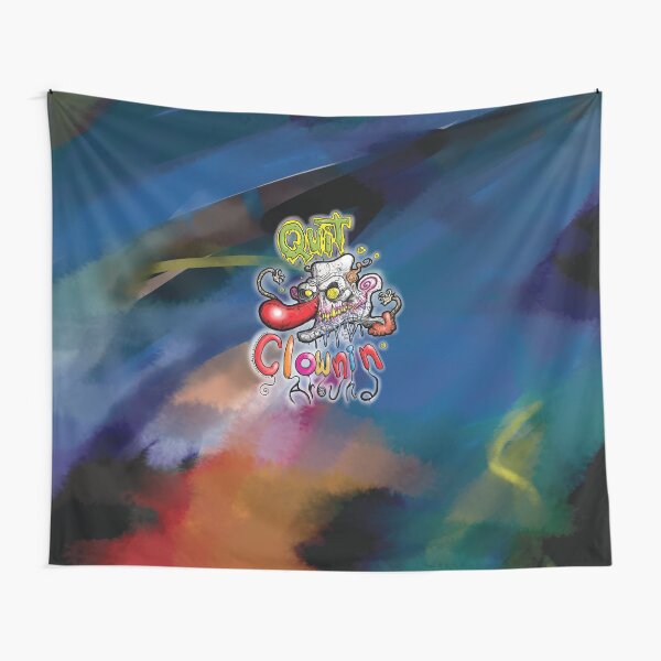 Quit CLOWNIN' AROUND - Spooky Cool Goth Clown Horror Cartoon! Happy Halloween! Fun Scary Masterpiece! Tapestry
