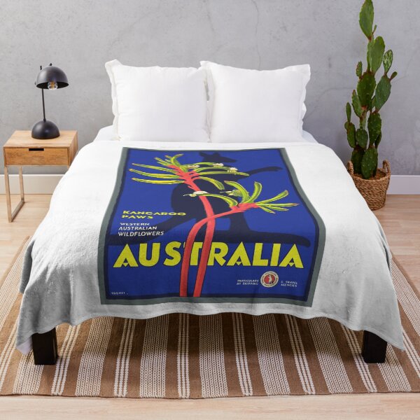 Item preview, 1930 AUSTRALIA Kangaroo Paws Wildflowers Travel Poster designed and sold by retrographics.