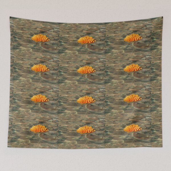 Item preview, Floating Sunshine - a Vivid Orange Chrysanthemum in Velvety Fountain Reflections designed and sold by Georgia Mizuleva.
