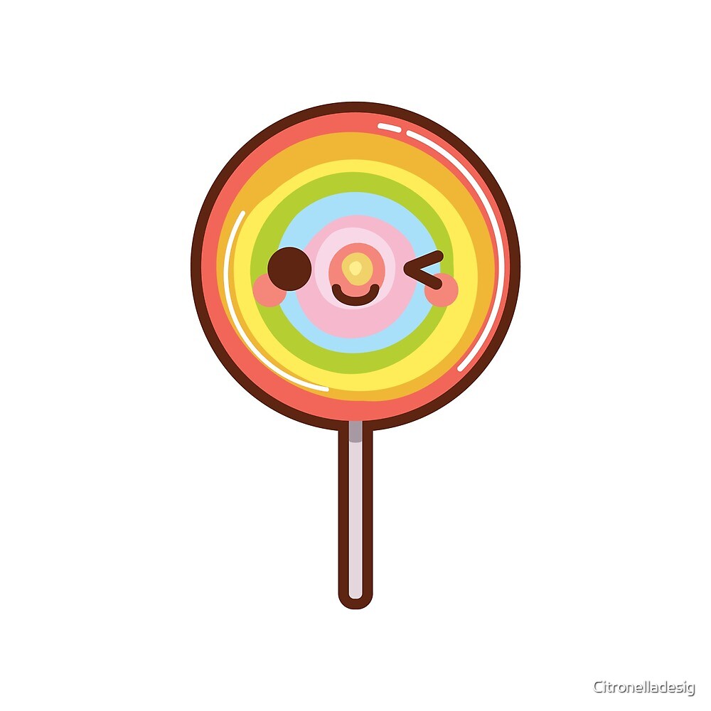 "Super cute kawaii rainbow lollipop" by Citronelladesig Redbubble
