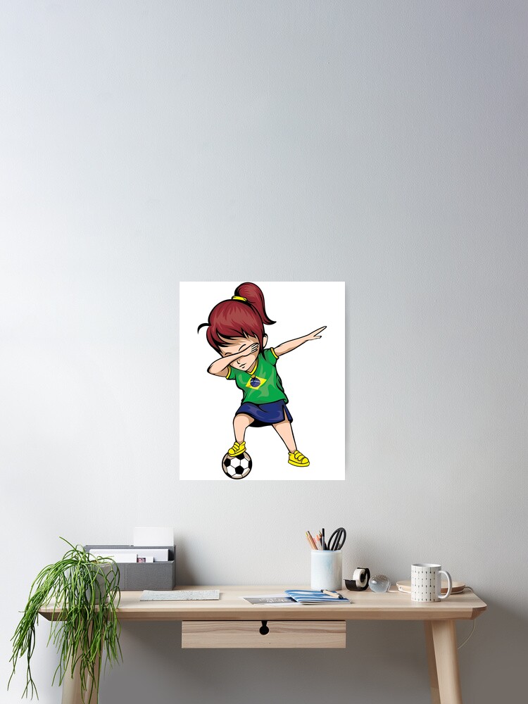 Dabbing Soccer Girl Brazil Jersey Shirt - Brazilian Football Dabbing Soccer Girl Brazil Jersey Shirt - Brazilian Football