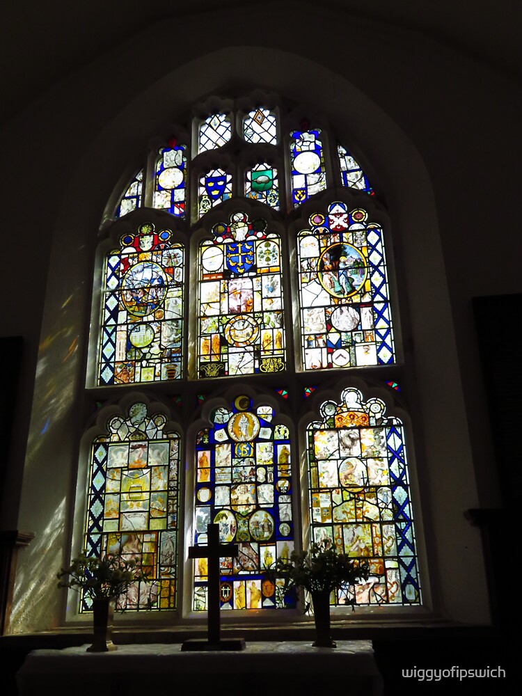 "Stained Glass Window, Herringfleet, Suffolk" Sticker for Sale by