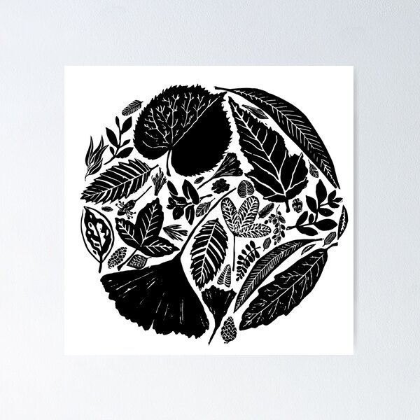 Nature fantasy world, Linocut art Poster