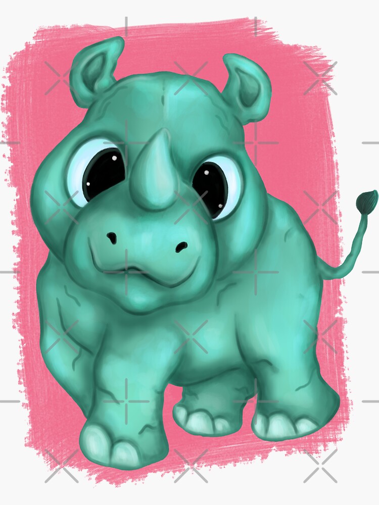 "Cute Rhino" Sticker for Sale by daarcher Redbubble