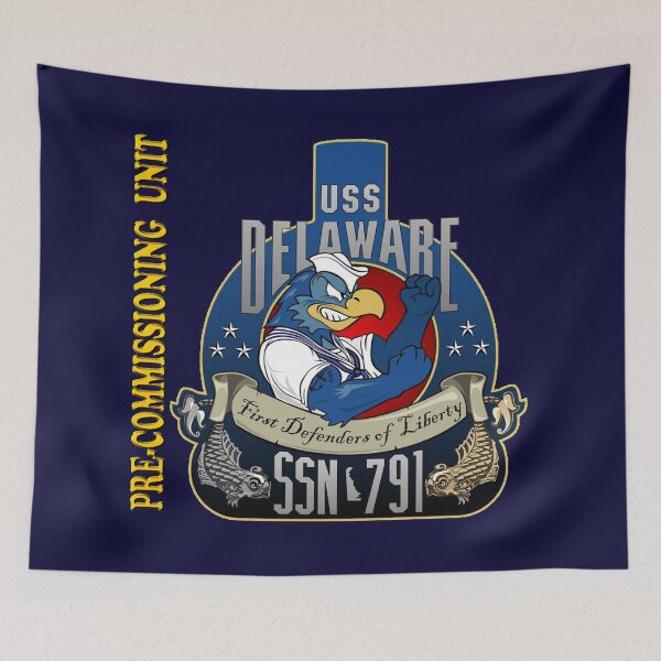Item preview, PCU Delaware (SSN-791) Crest for Dark Colors designed and sold by Nikki SpaceStuffPlus.