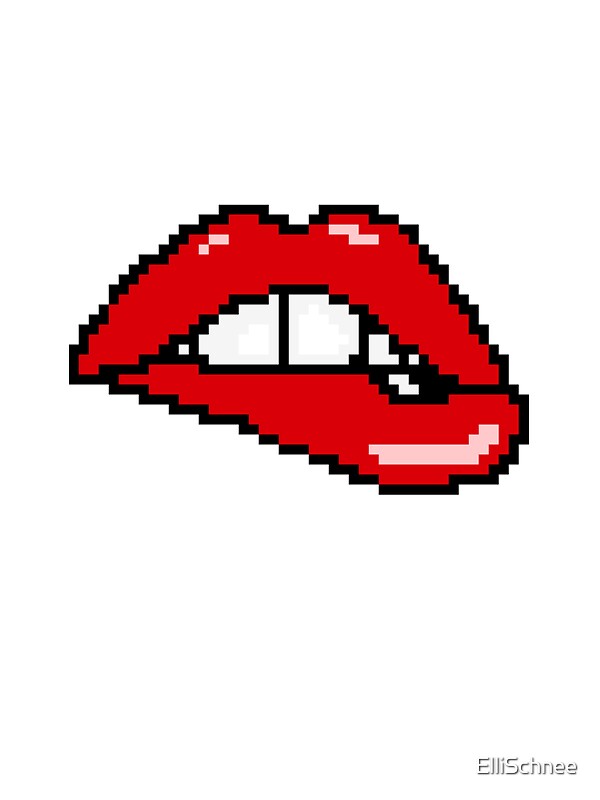 "Pixel Lip Bite" Stickers by ElliSchnee | Redbubble