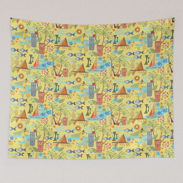 Item preview, Mid Century Hawaiian Vacation with Tikis and Hula Girls designed and sold by vinpauld.