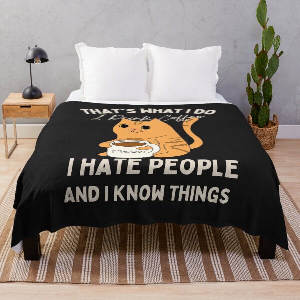 Item preview, That's What I Do I Drink Coffee I Hate People And I Know Things Orange Cat designed and sold by RedFlowerful.