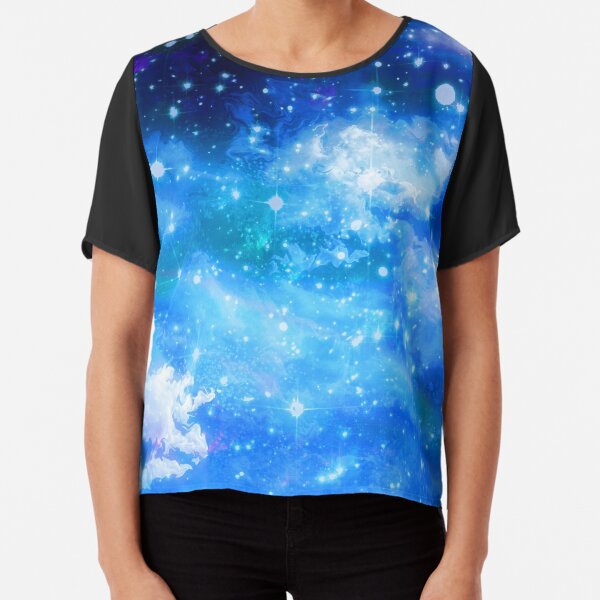 Blue Cloudy Night Sky Chiffon Top