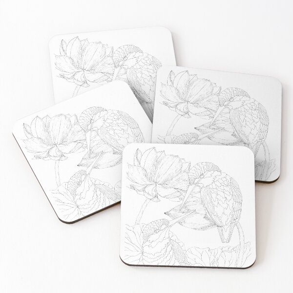 Item preview, Kingfishers on lotus flowers designed and sold by PetitMartin.